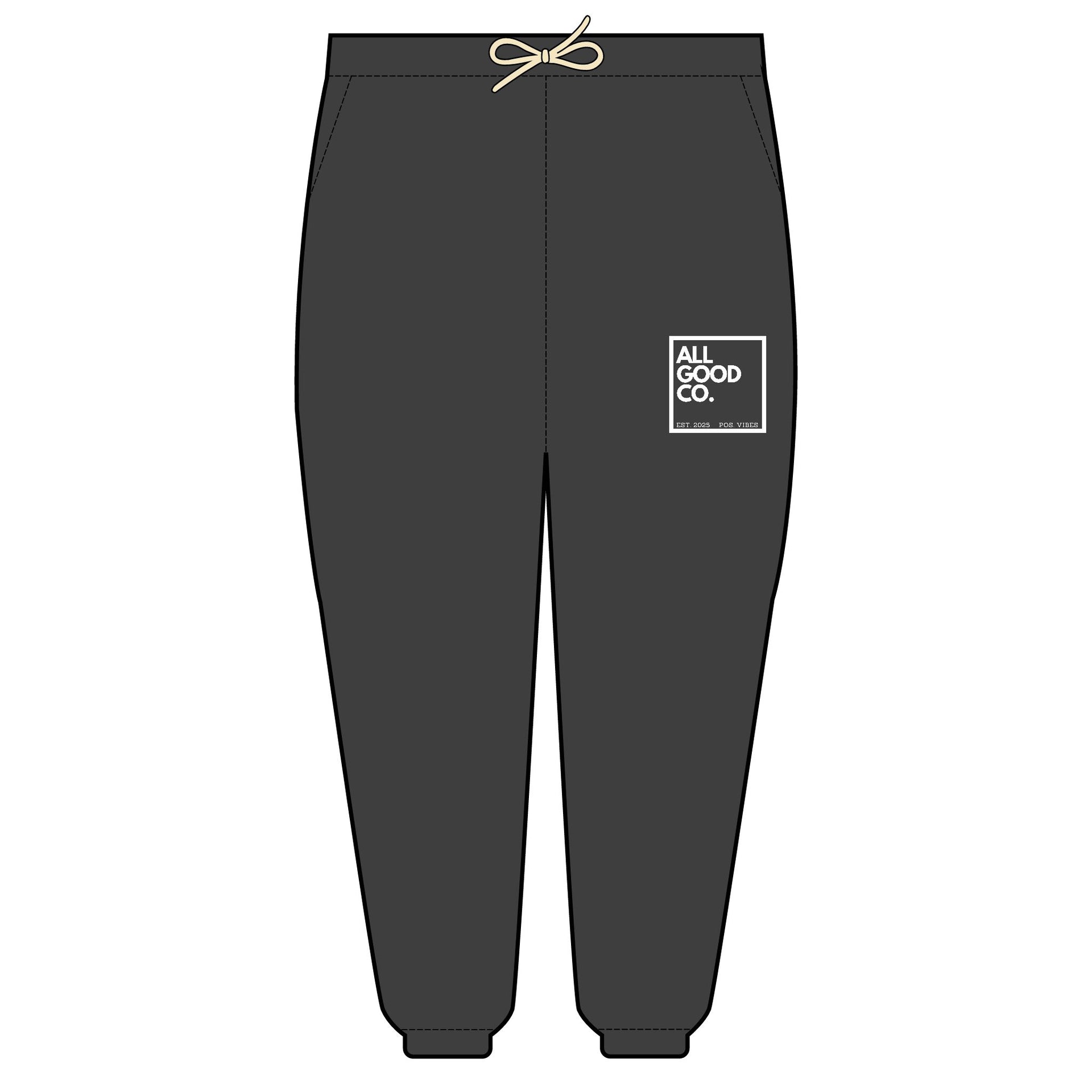 All Day Classic Sweats featuring the classic All Good Co. logo on the front, designed for everyday comfort and style.