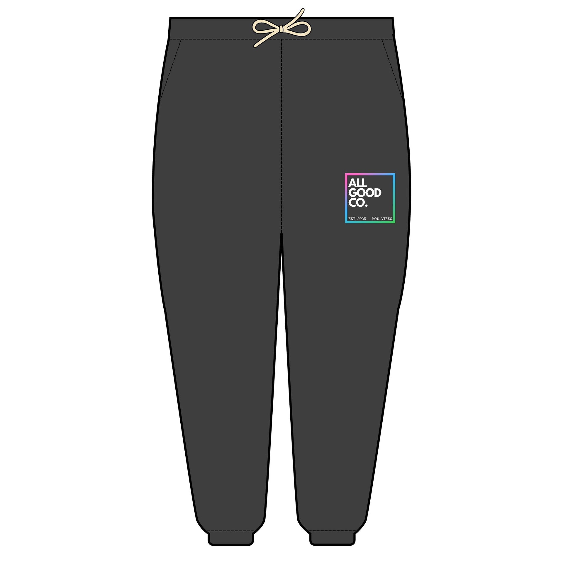 All Day Essential Sweats featuring the classic All Good Co. logo on the front, designed for everyday comfort and style.